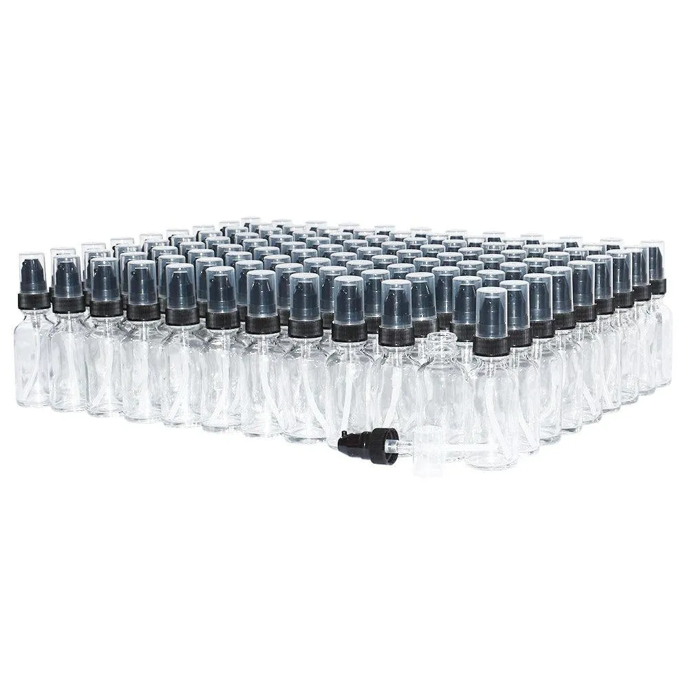 1 oz. Clear Boston Round with Black Treatment Pump (20/400) (V8) (V20)