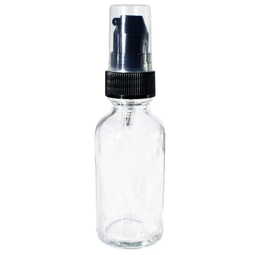 1 oz. Clear Boston Round with Black Treatment Pump (20/400) (V8) (V20)