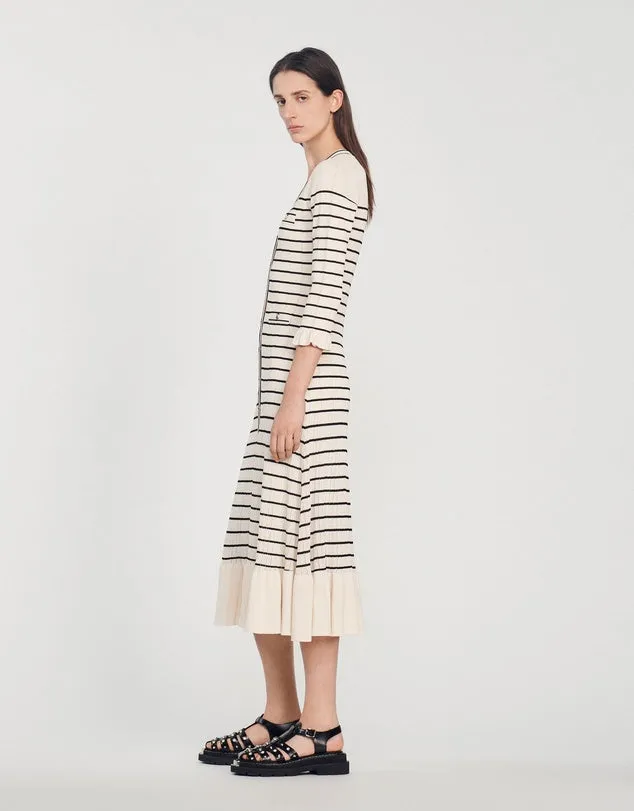 Armelline Sandro Striped Knit Midi Dress
