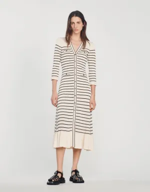 Armelline Sandro Striped Knit Midi Dress