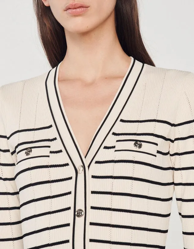 Armelline Sandro Striped Knit Midi Dress