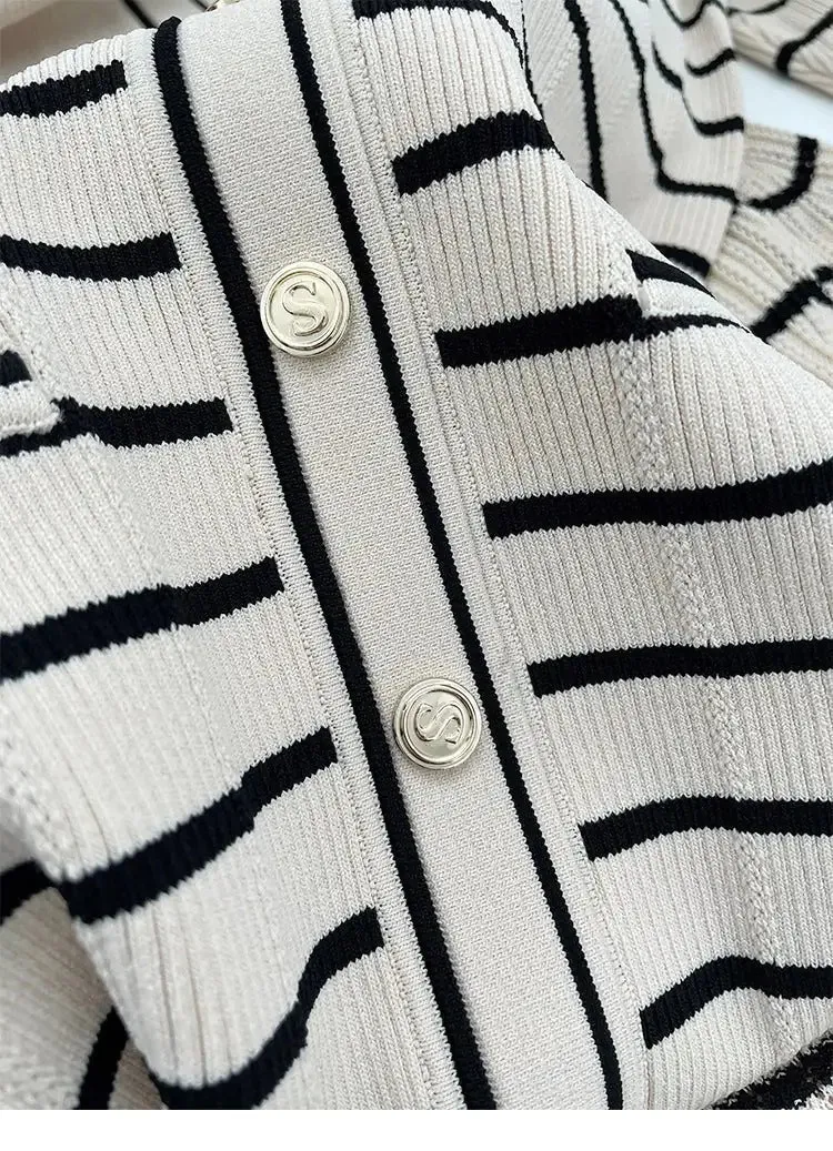Armelline Sandro Striped Knit Midi Dress
