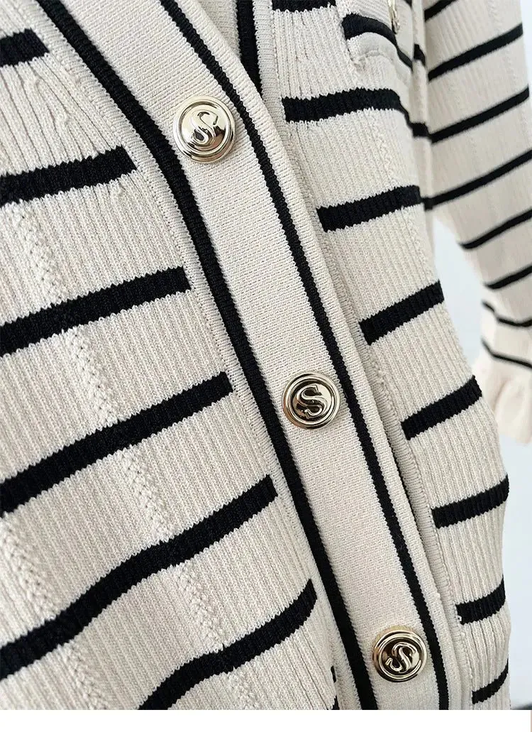 Armelline Sandro Striped Knit Midi Dress