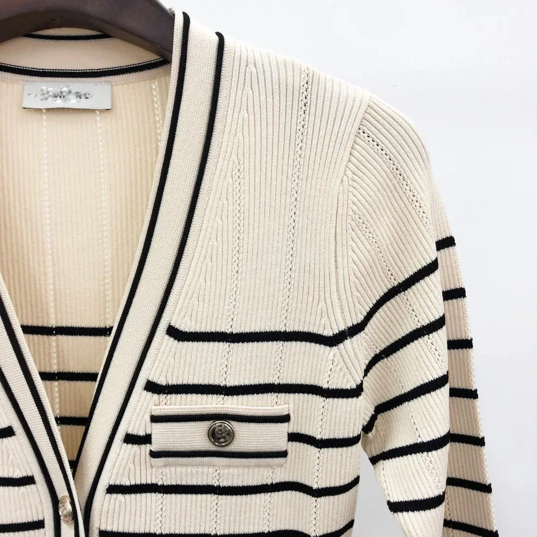 Armelline Sandro Striped Knit Midi Dress