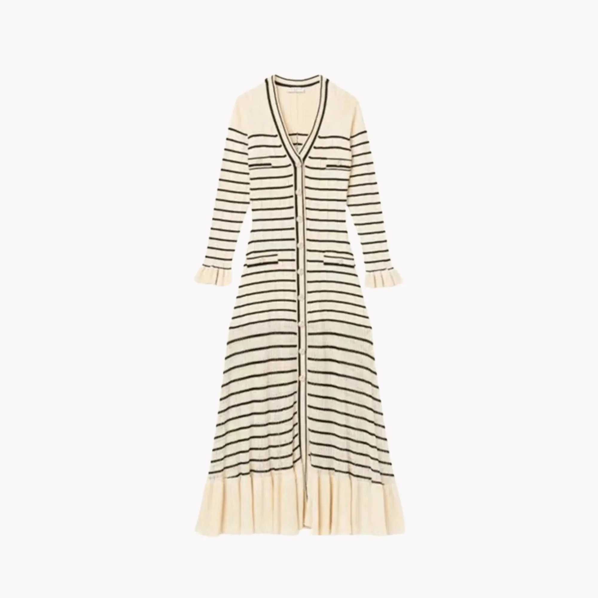 Armelline Sandro Striped Knit Midi Dress