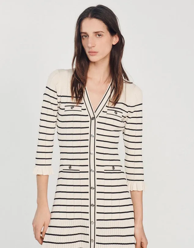 Armelline Sandro Striped Knit Midi Dress