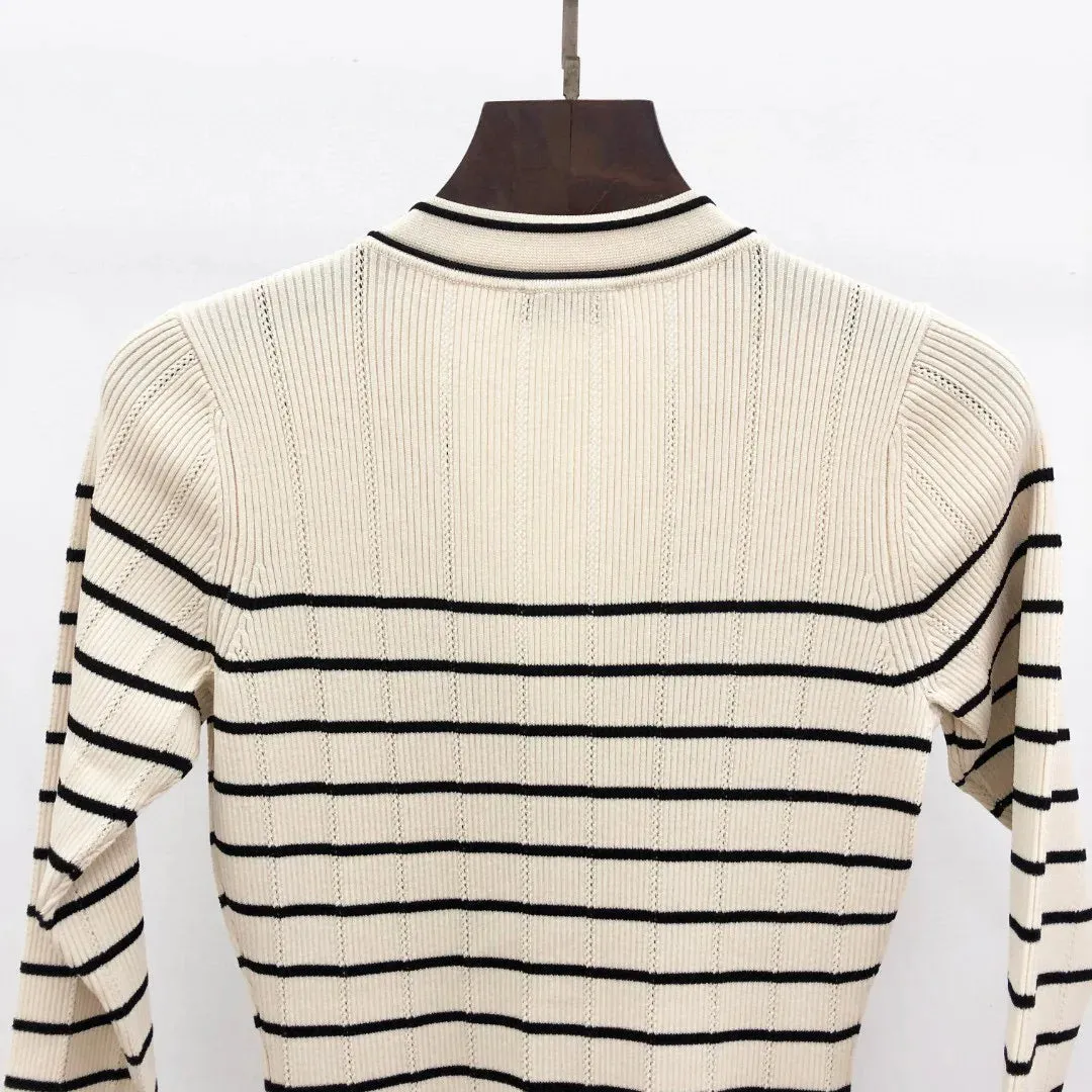 Armelline Sandro Striped Knit Midi Dress
