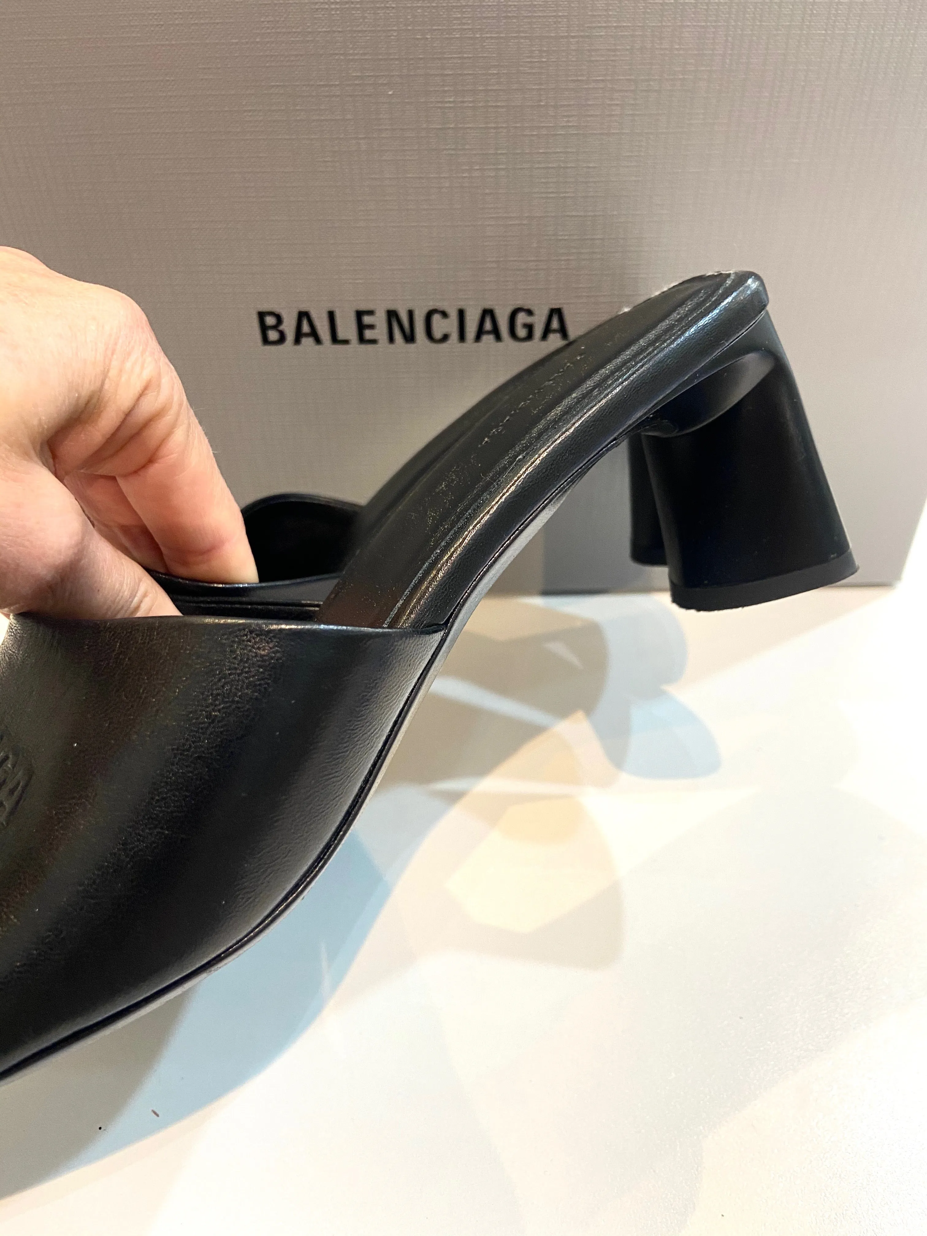 BALENCIAGA DUTY FREE LAMBSKIN LEATHER HEELED SANDALS