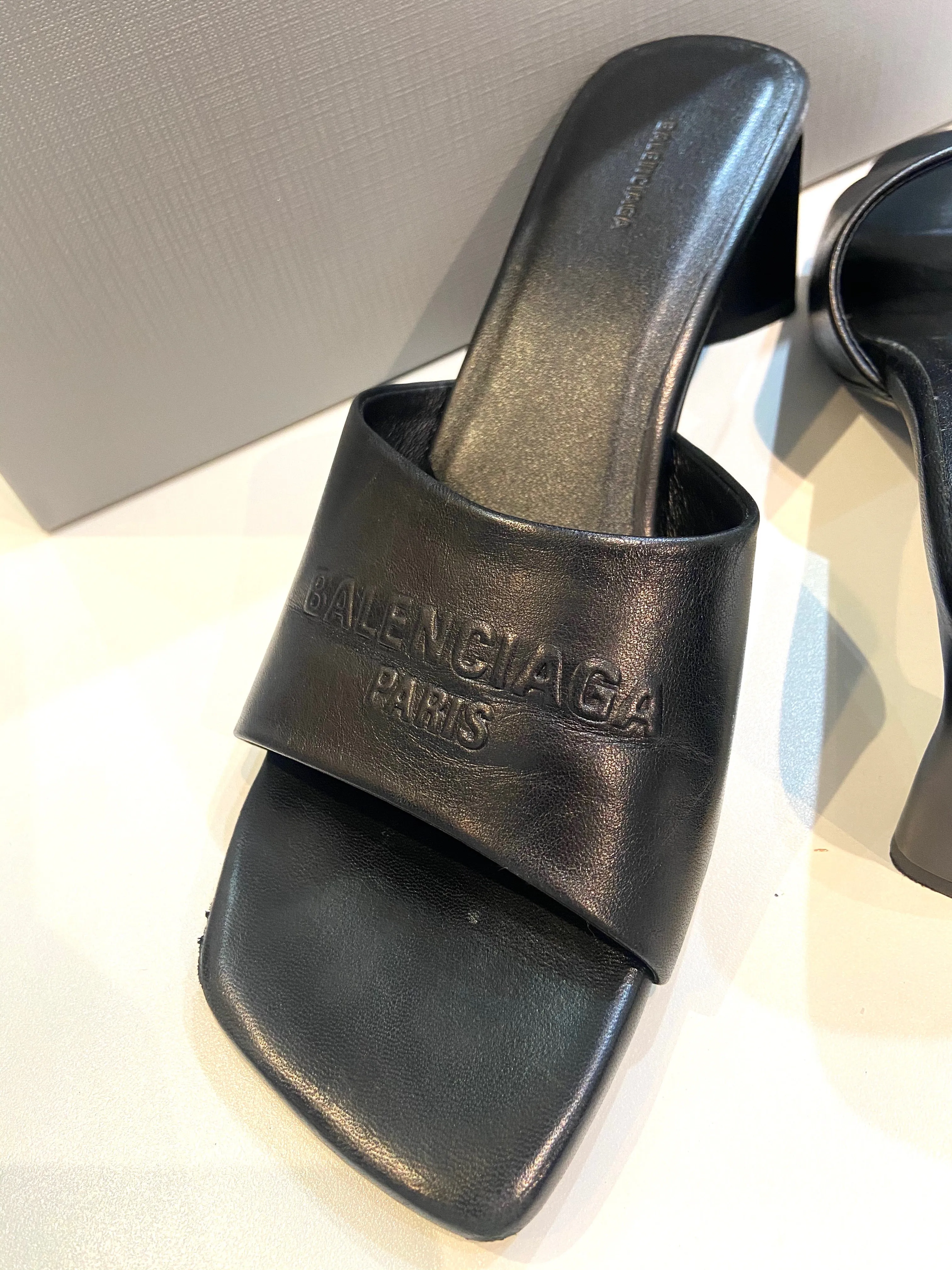 BALENCIAGA DUTY FREE LAMBSKIN LEATHER HEELED SANDALS