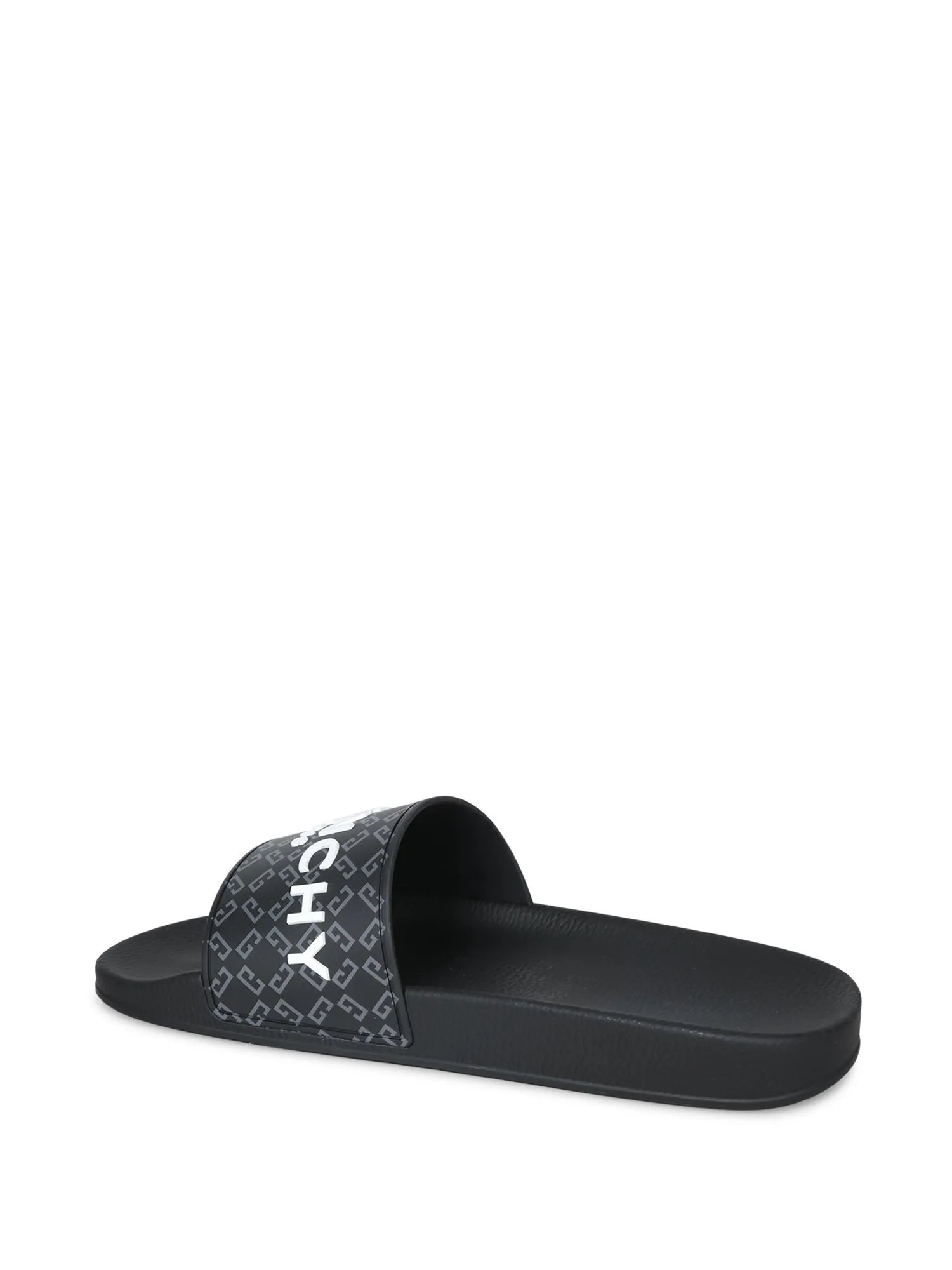 Black Allover Logo Slides Sandals