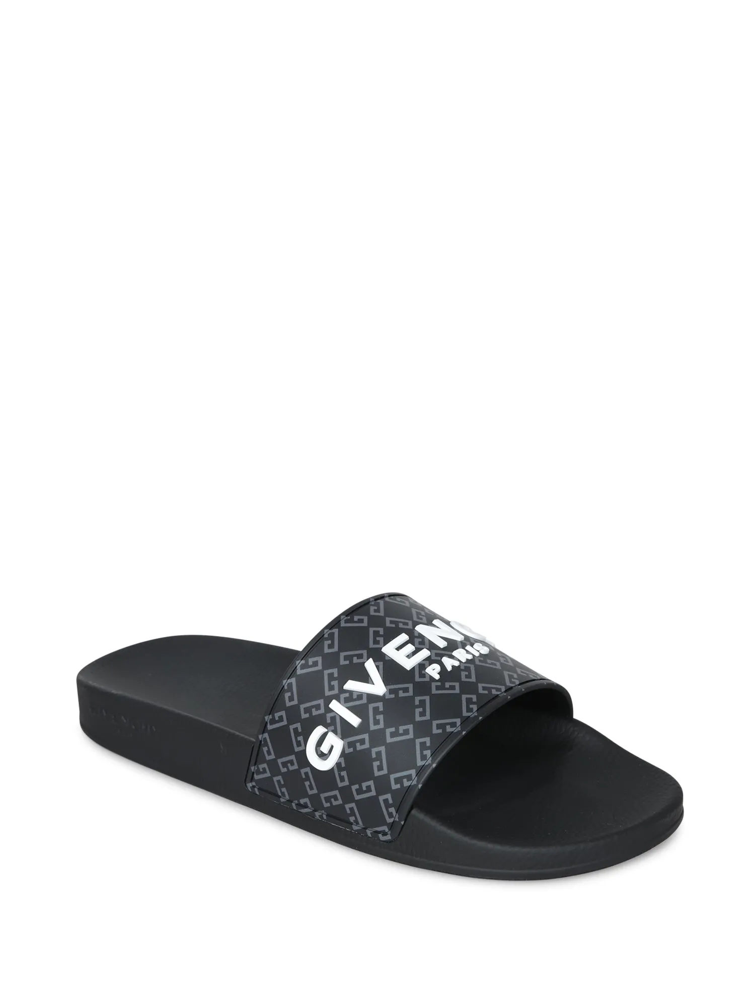 Black Allover Logo Slides Sandals