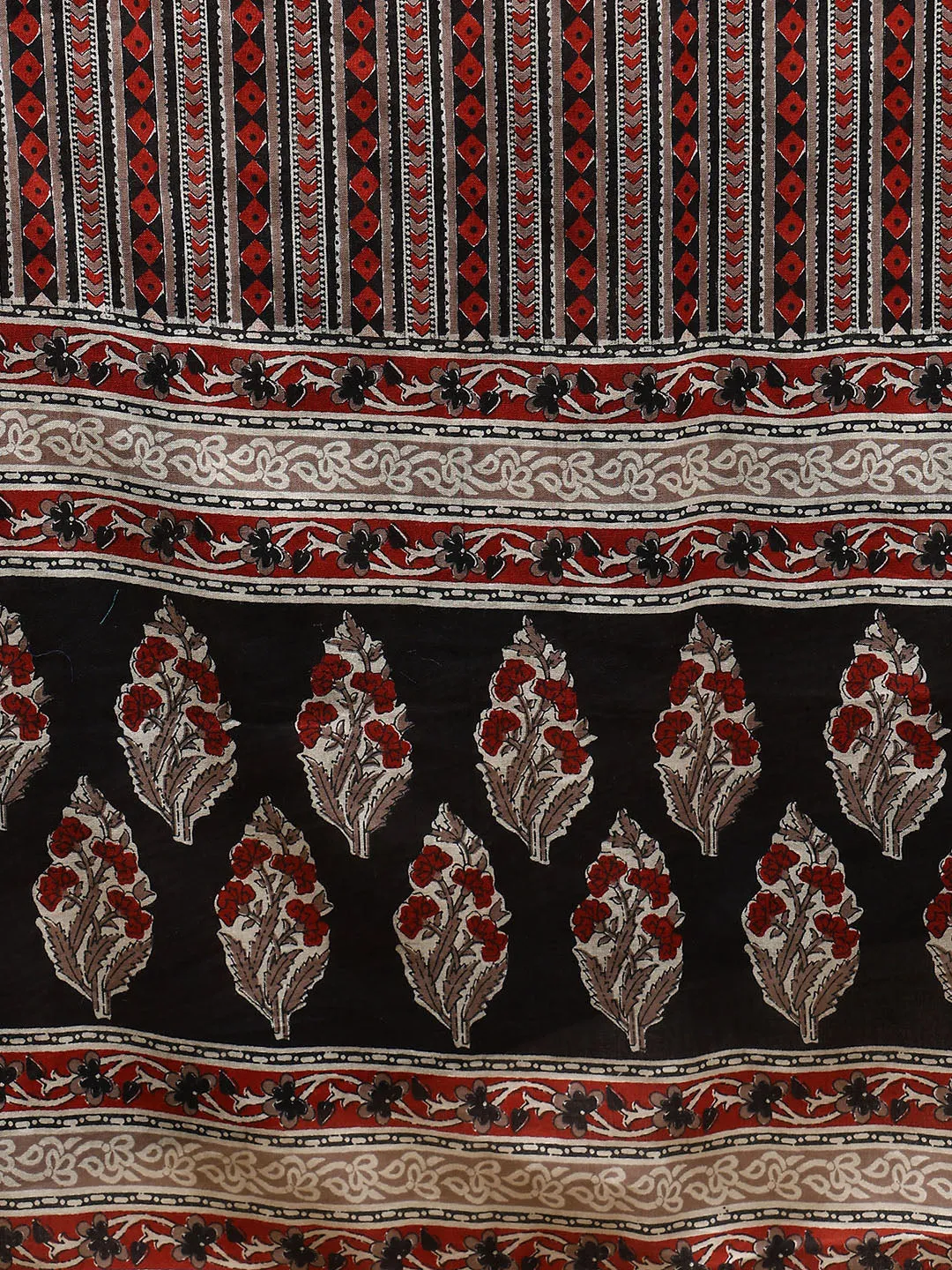 Black Rayon Blend Floral Printed 3-Piece Kurta Set