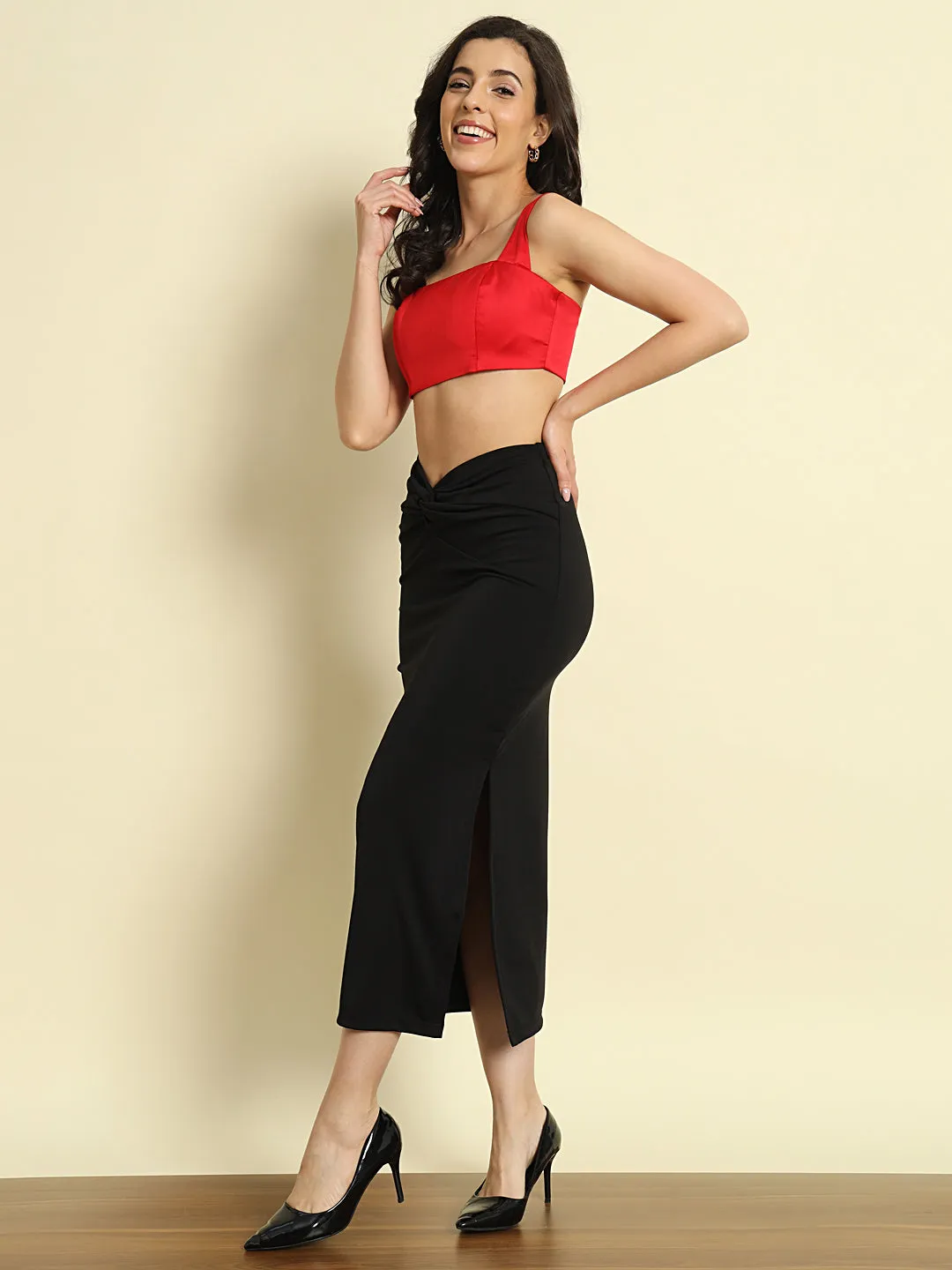 Black Twisted Bodycon Skirt