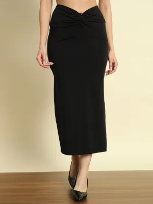 Black Twisted Bodycon Skirt
