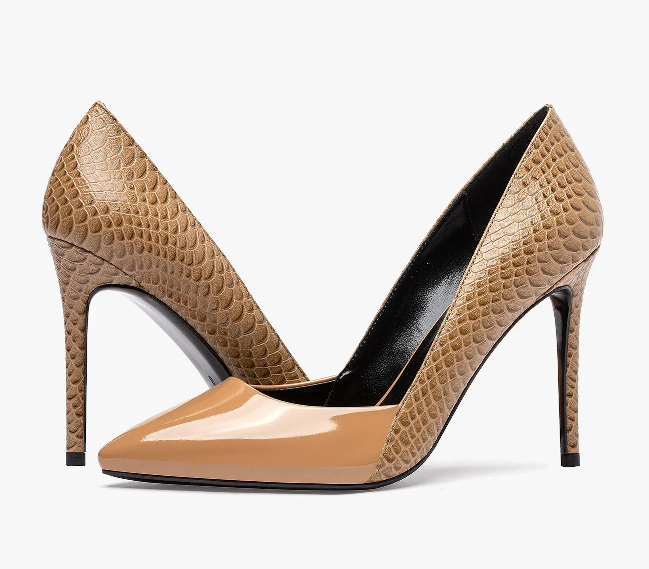 CASTAMERE Womens Leather Lining High Heels Pumps Pointed Toe Slip-on 10CM Shoes