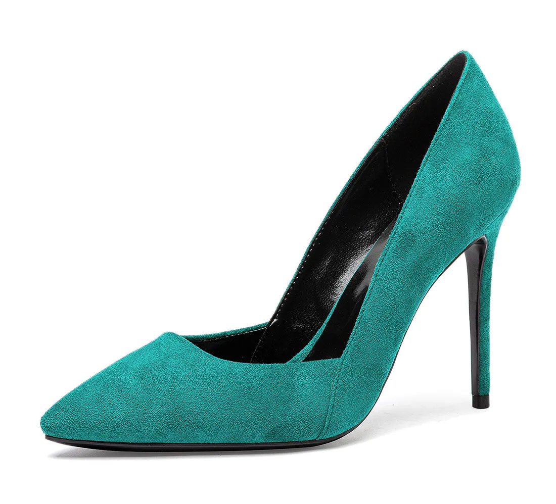 CASTAMERE Womens Leather Lining High Heels Pumps Pointed Toe Slip-on 10CM Shoes