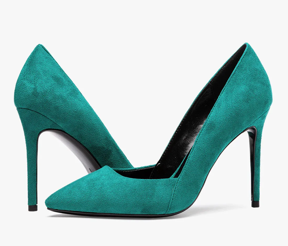 CASTAMERE Womens Leather Lining High Heels Pumps Pointed Toe Slip-on 10CM Shoes