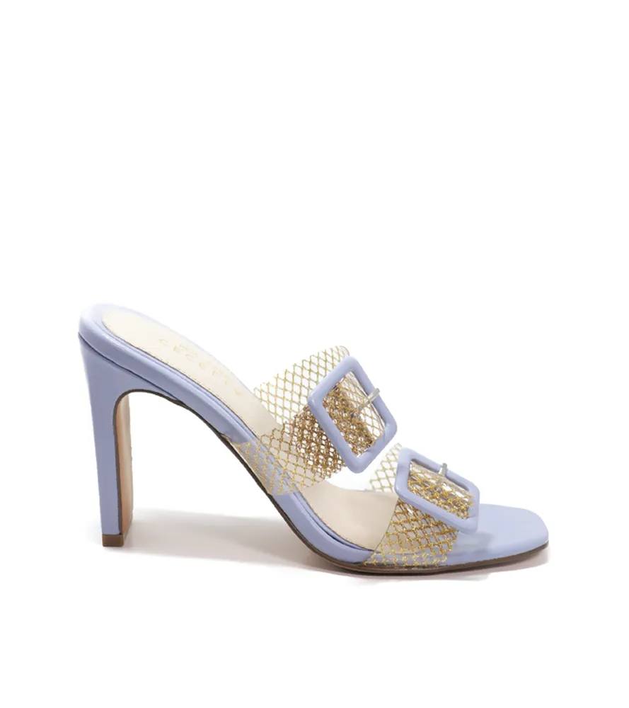 Cecelia New York Vannah Sandal PRIWINK NET GLASS Clear Open Toe High Mules