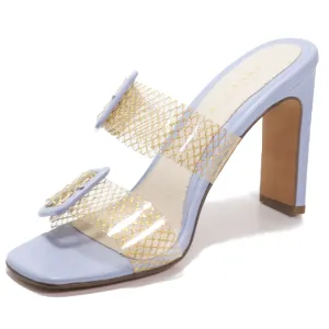 Cecelia New York Vannah Sandal PRIWINK NET GLASS Clear Open Toe High Mules