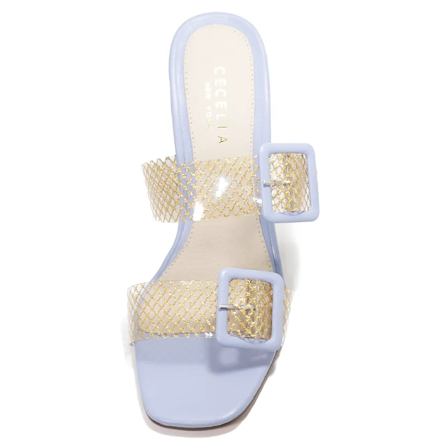 Cecelia New York Vannah Sandal PRIWINK NET GLASS Clear Open Toe High Mules