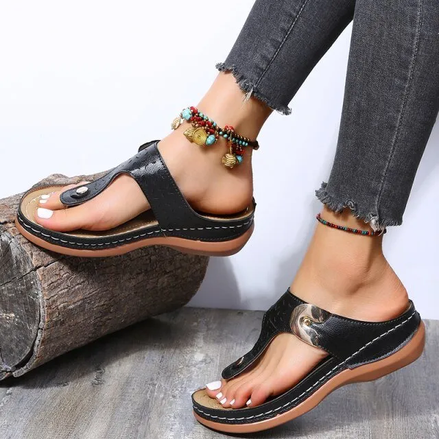 Classic Casual Low Heel Wedge Sandal Shoes