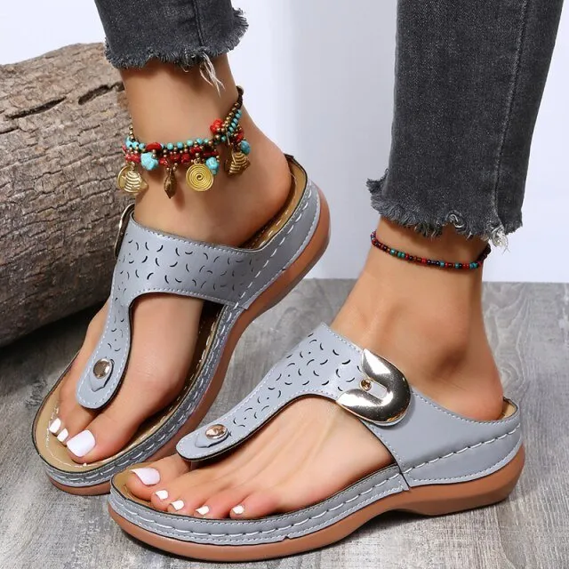 Classic Casual Low Heel Wedge Sandal Shoes