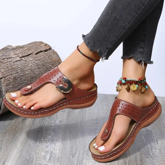 Classic Casual Low Heel Wedge Sandal Shoes