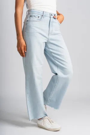 Daze pleaser high rise wide leg ankle jeans believer