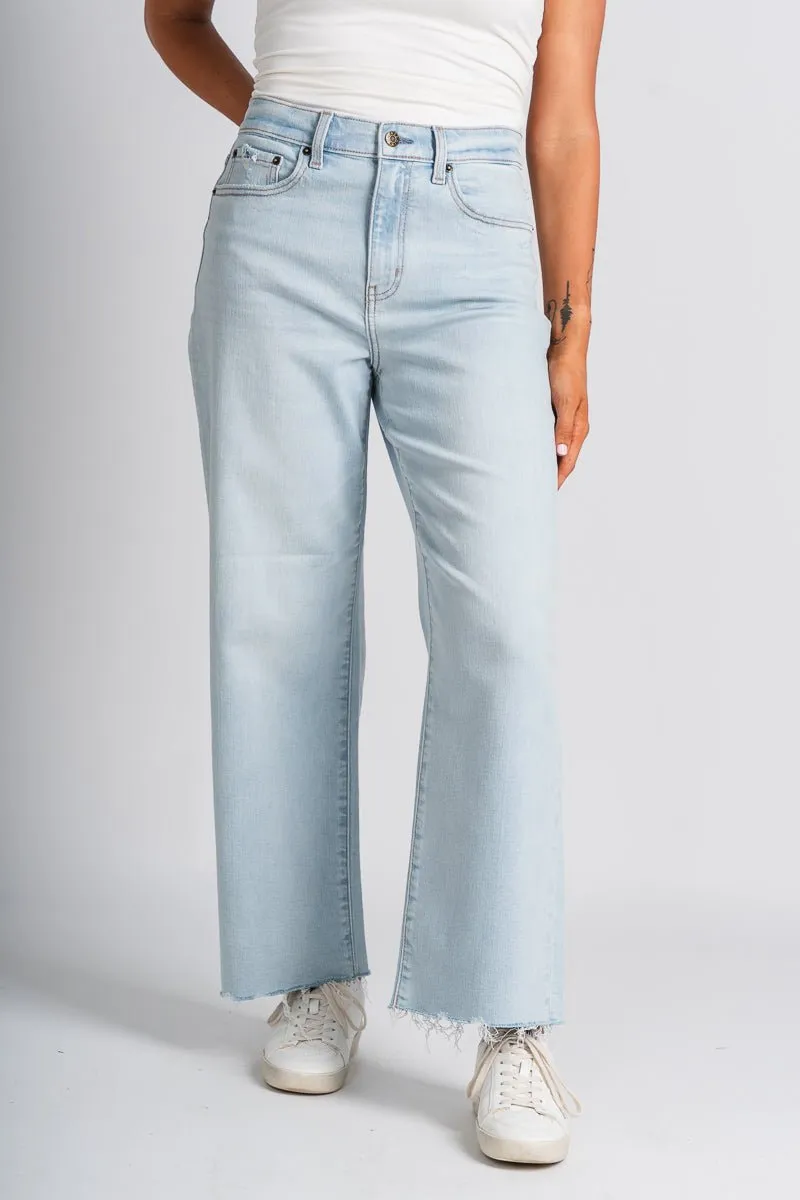 Daze pleaser high rise wide leg ankle jeans believer