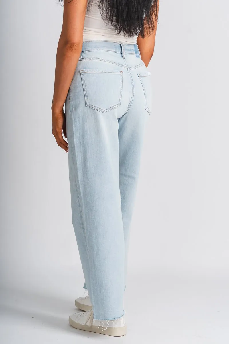 Daze pleaser high rise wide leg ankle jeans believer