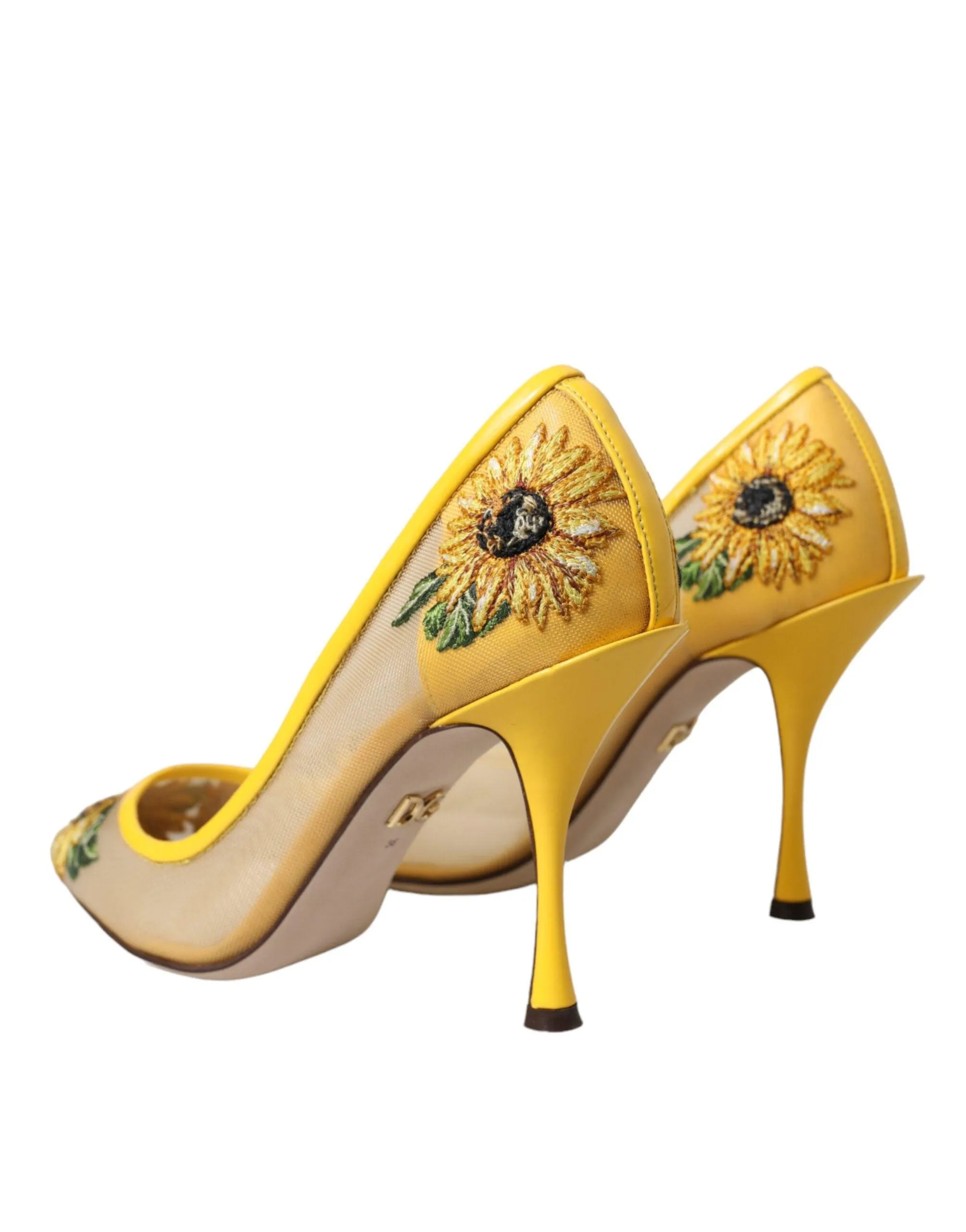 Dolce & Gabbana Yellow Sunflower Mesh Heels Pumps Sko