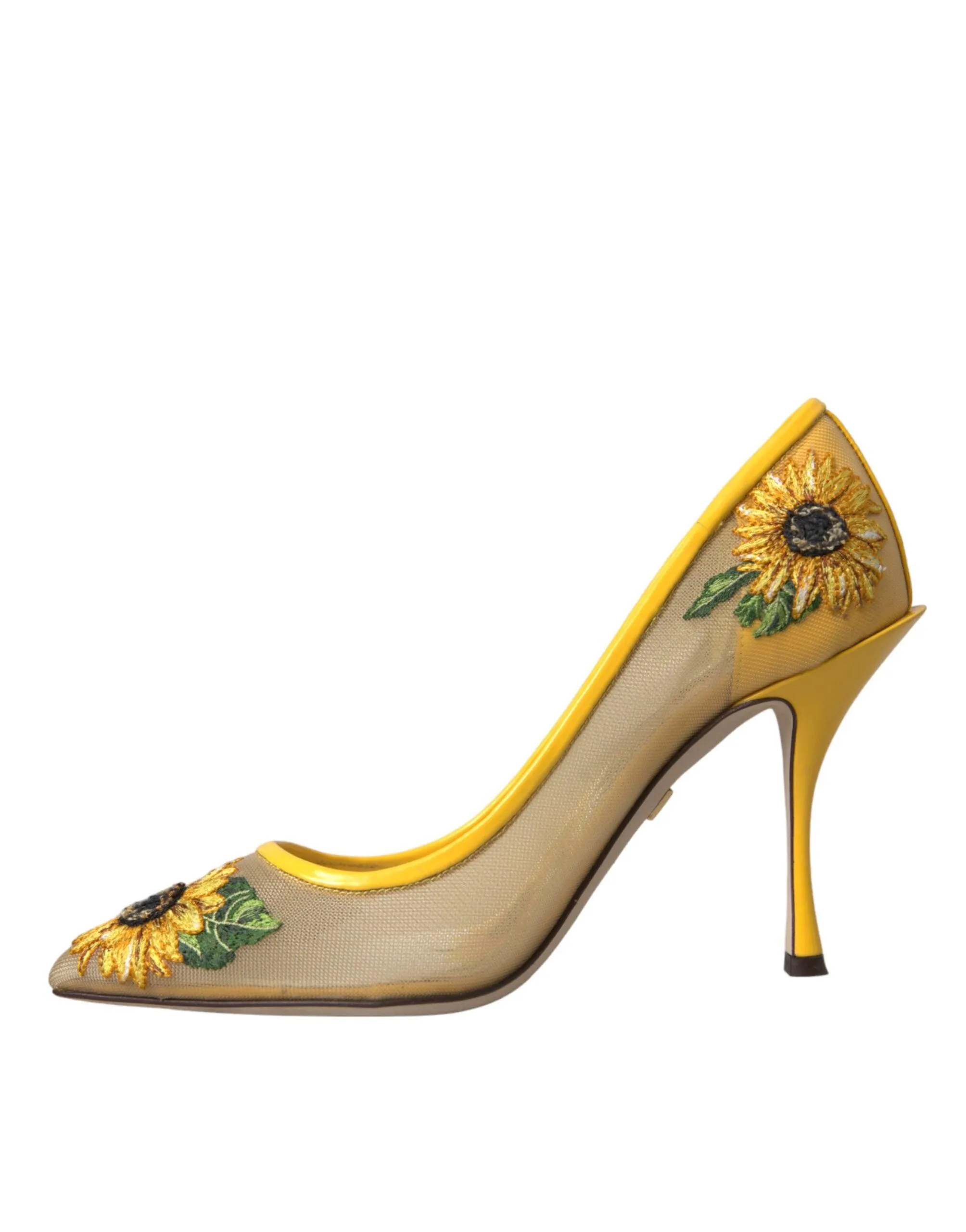 Dolce & Gabbana Yellow Sunflower Mesh Heels Pumps Sko
