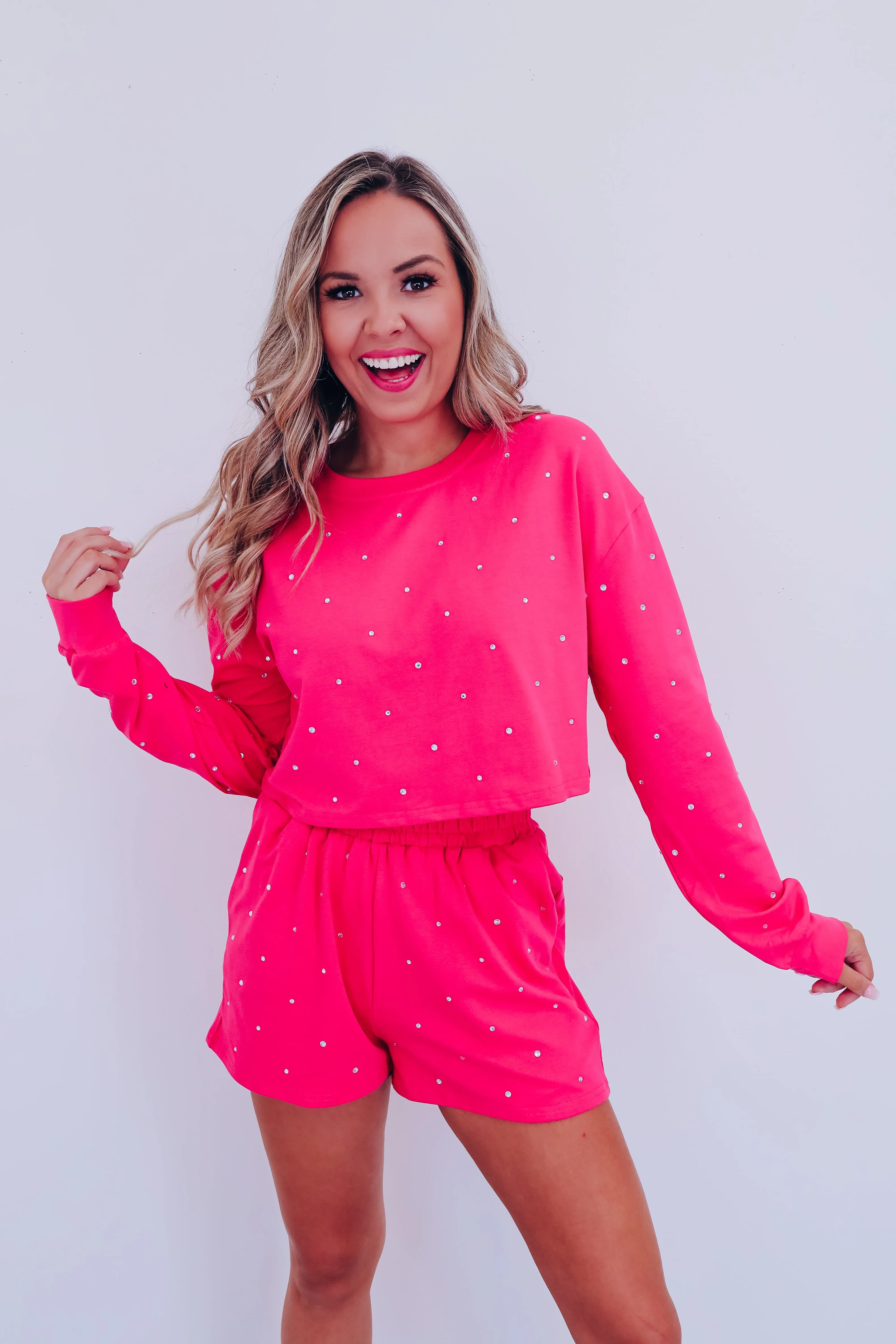 Dreaming Of Diamonds Shorts Set - Pink