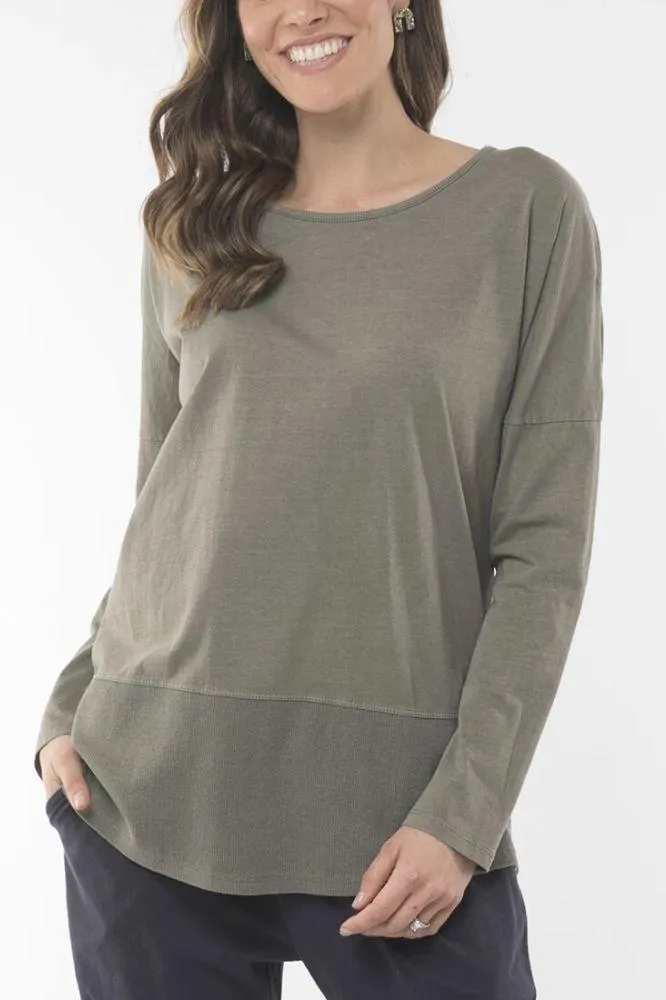 Elm Rib Long Sleeve Tee Washed Khaki