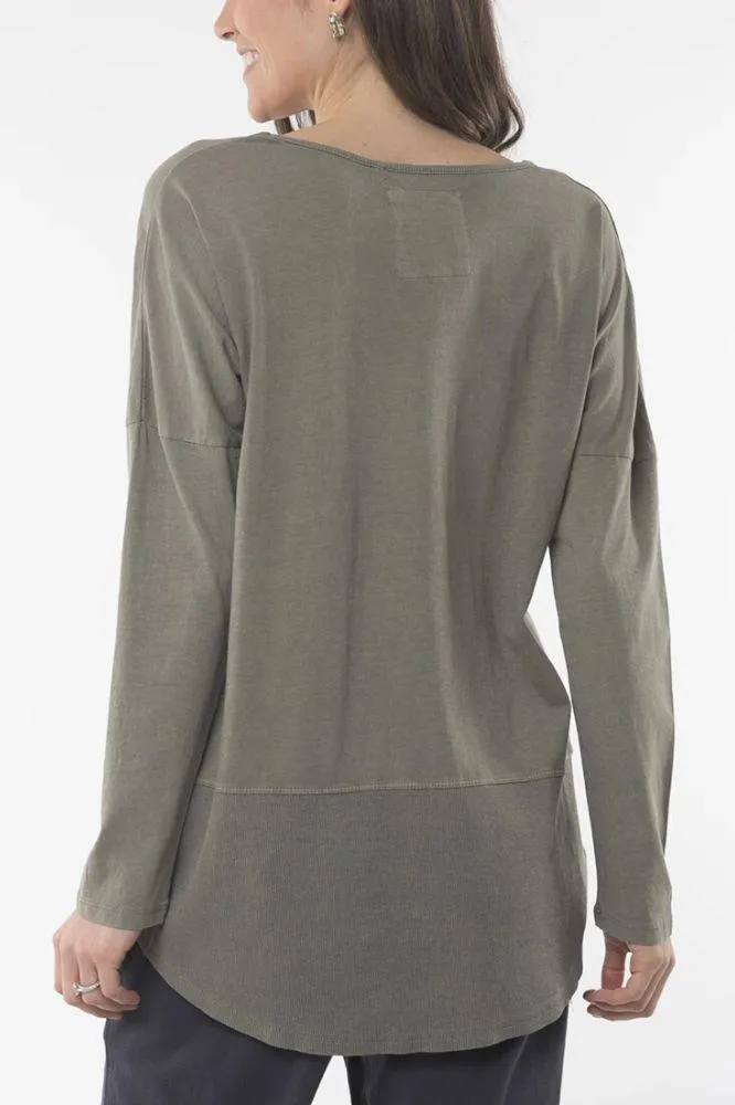 Elm Rib Long Sleeve Tee Washed Khaki
