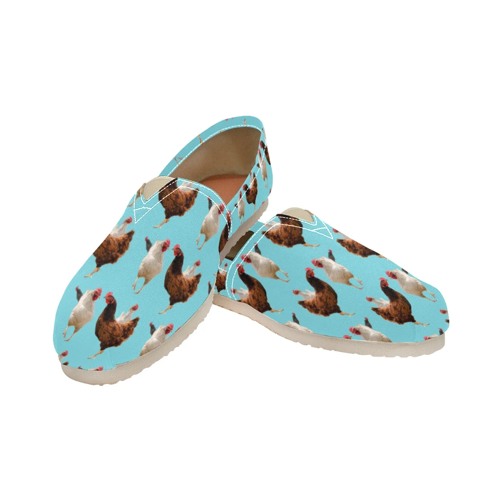 Espadrilles Canvas Flock of Chickens Turquoise Women's Canvas Slip-On Shoes(Model1206)