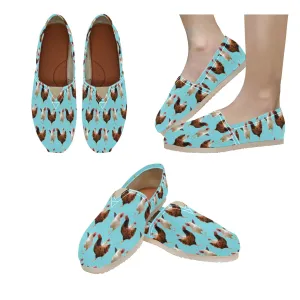 Espadrilles Canvas Flock of Chickens Turquoise Women's Canvas Slip-On Shoes(Model1206)