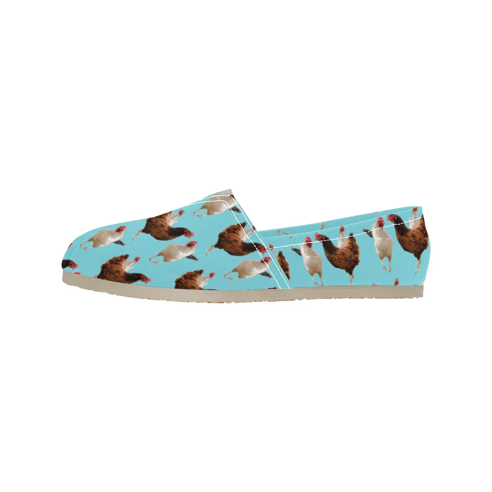 Espadrilles Canvas Flock of Chickens Turquoise Women's Canvas Slip-On Shoes(Model1206)