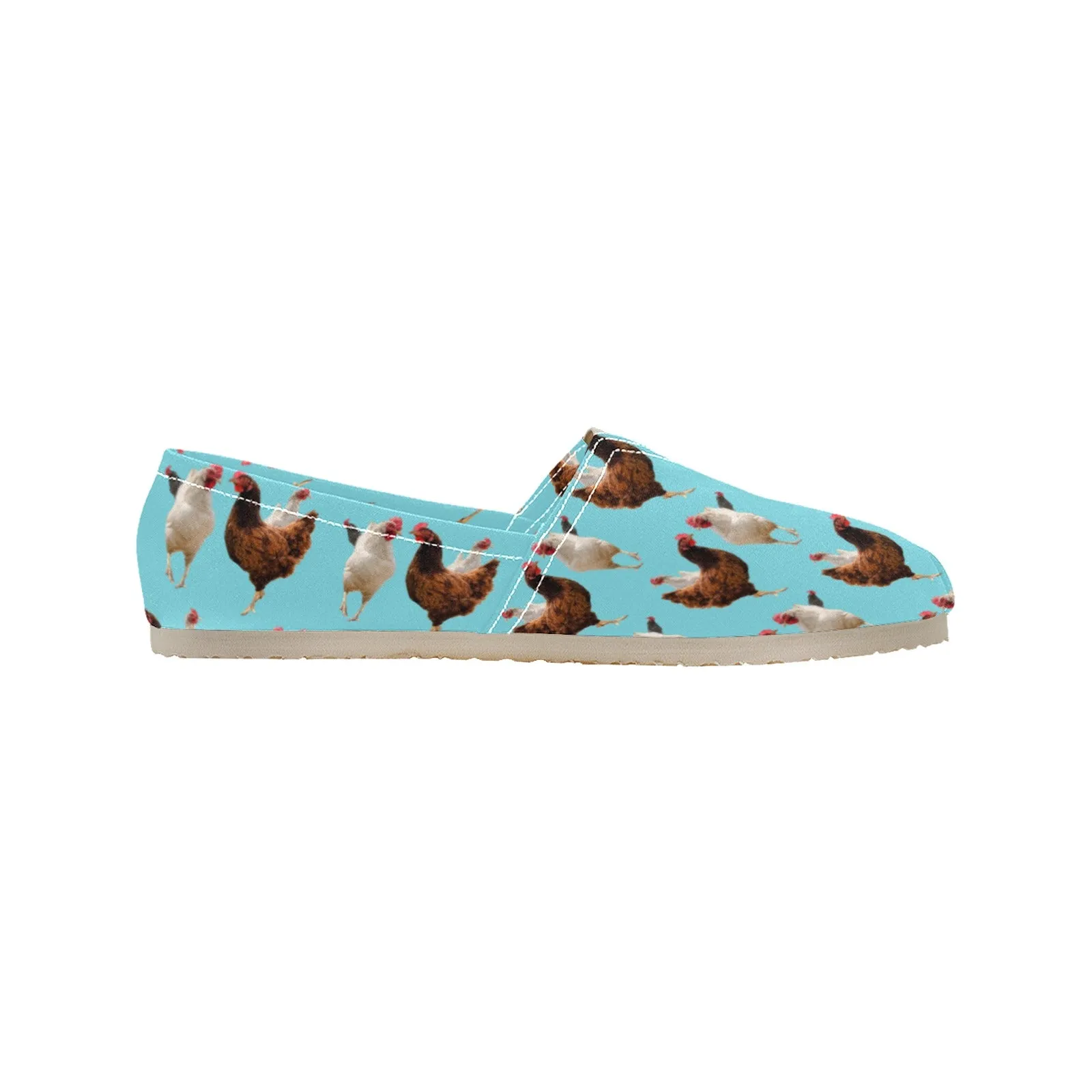 Espadrilles Canvas Flock of Chickens Turquoise Women's Canvas Slip-On Shoes(Model1206)