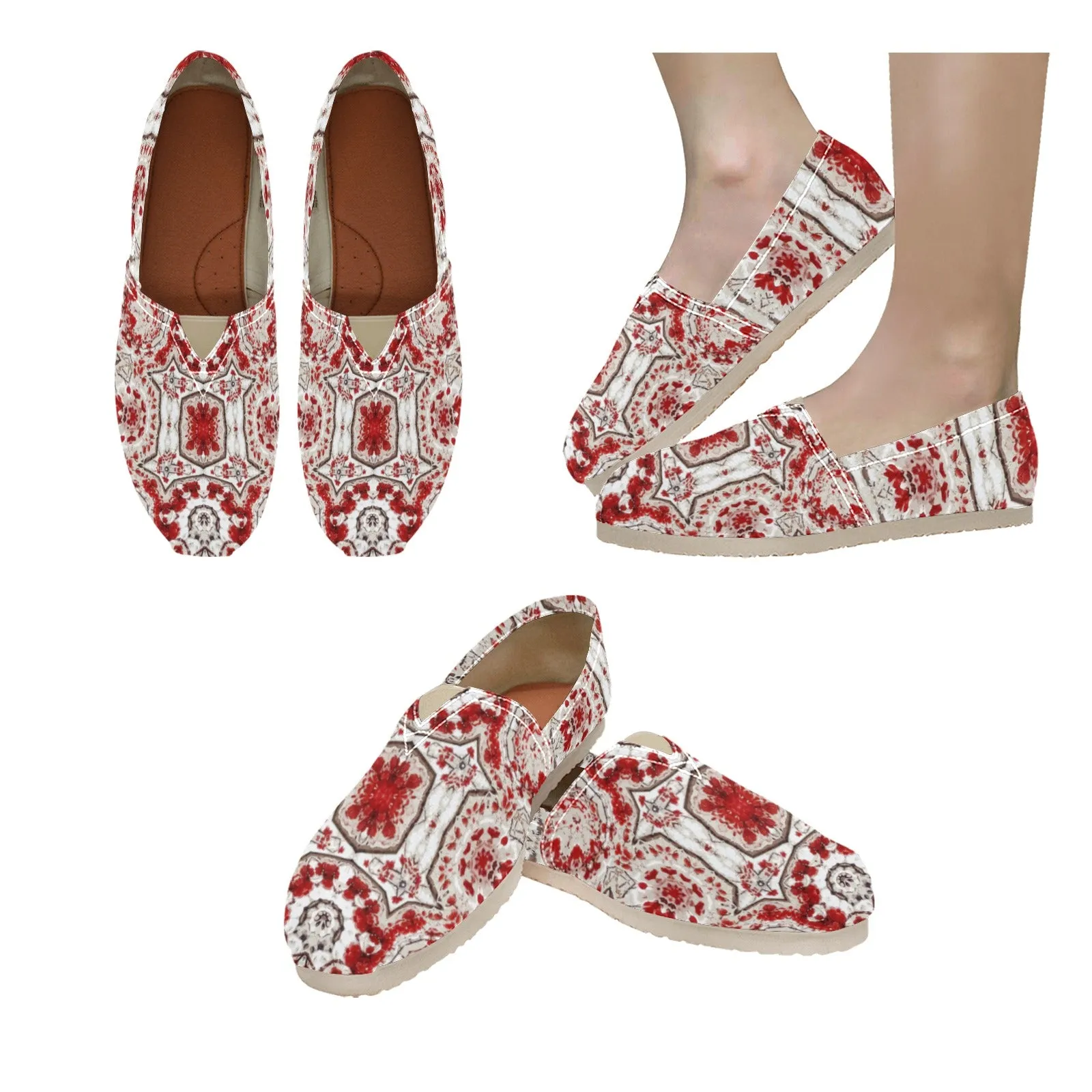 Espadrilles Canvas Frosty Buffalo Berries Red and White Geometric