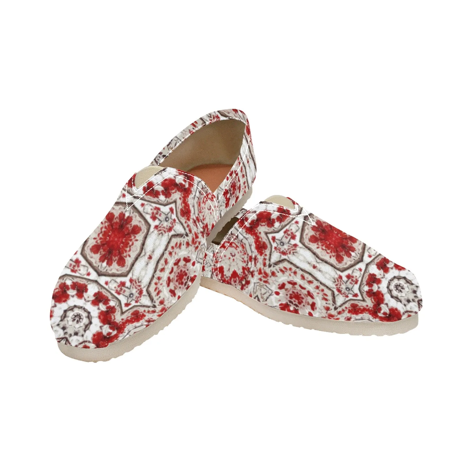 Espadrilles Canvas Frosty Buffalo Berries Red and White Geometric