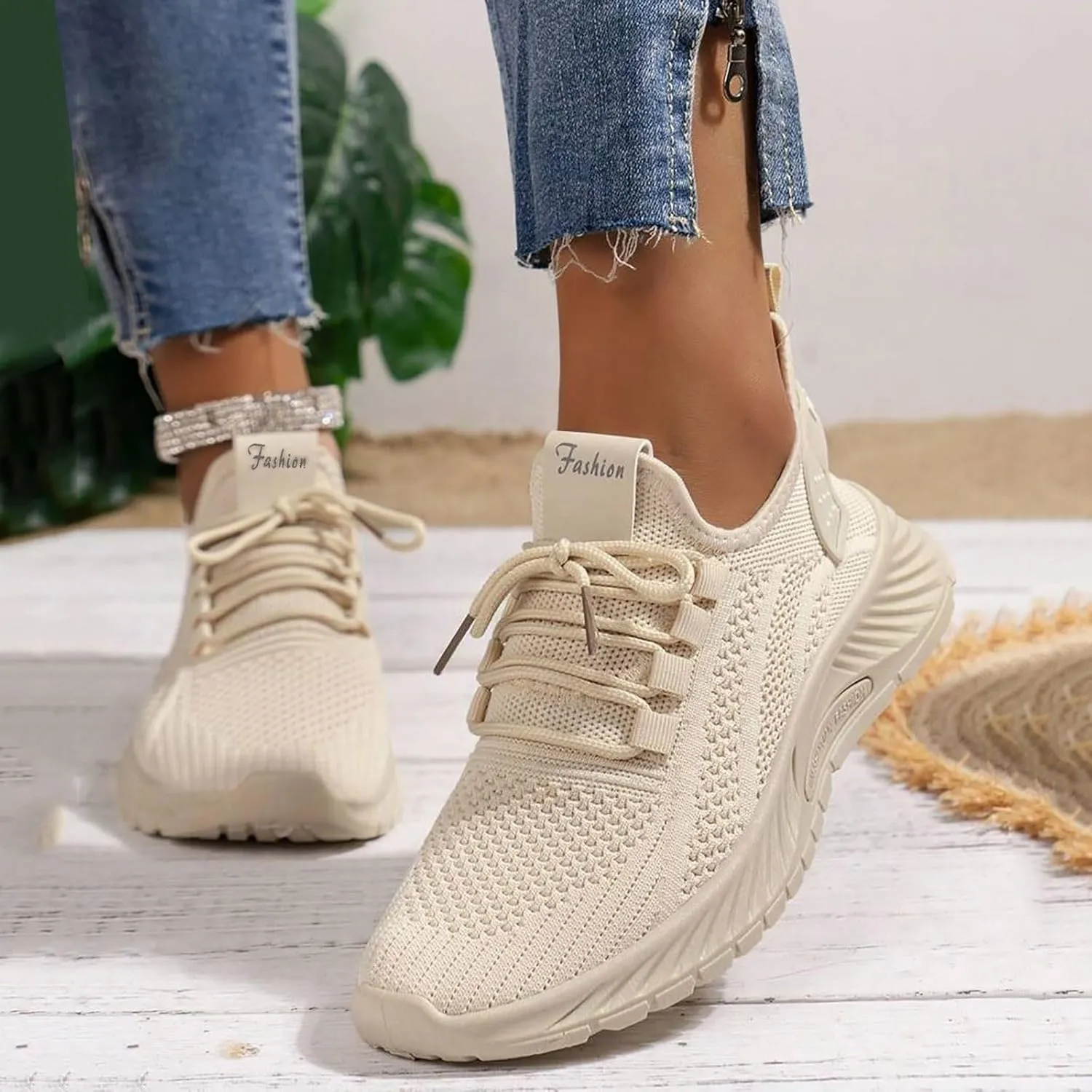 Generic Sneakers for Women Slip On Tennis Shoes Running Non Slip Walking Shoes Gym Workout Breathable Fashion Sneakers