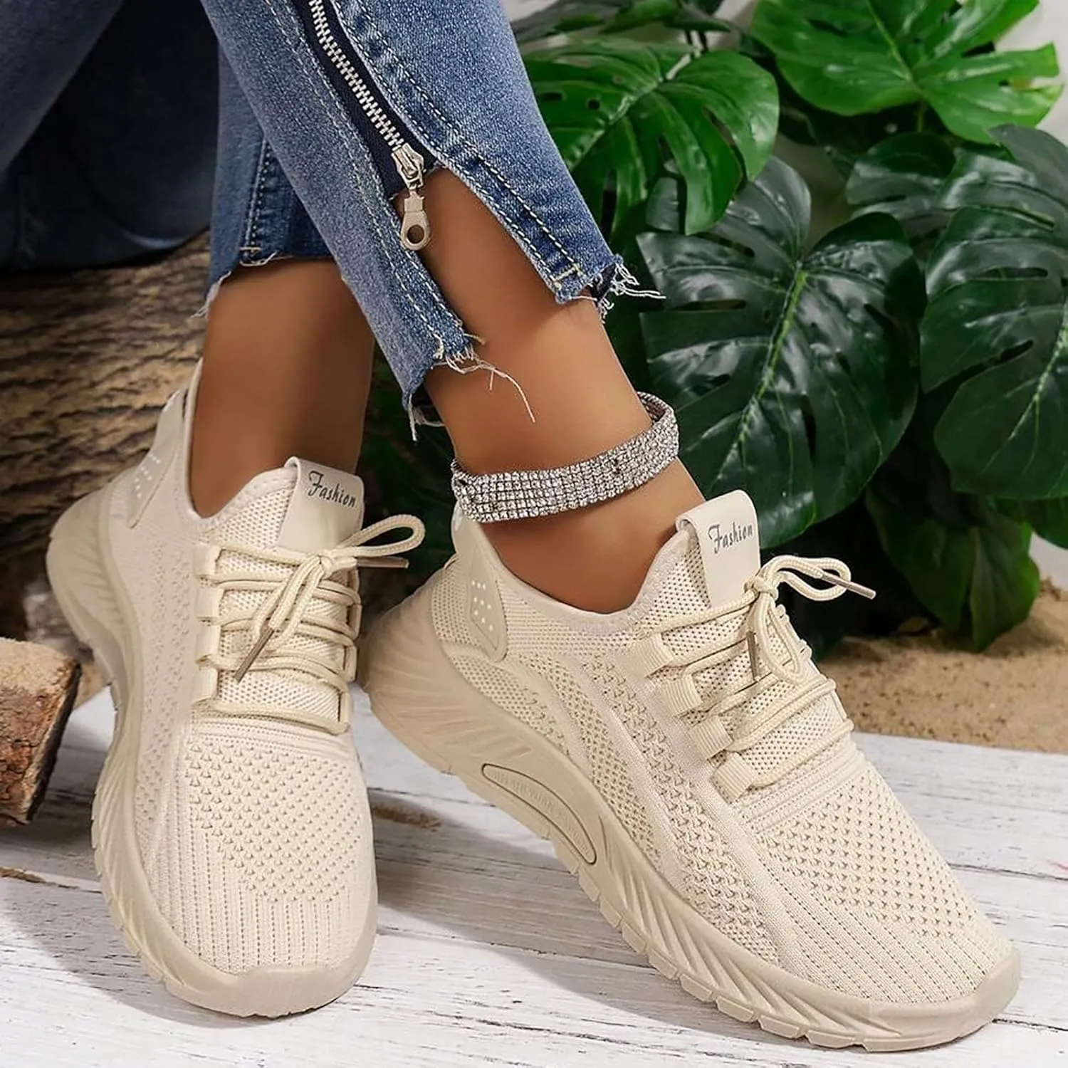 Generic Sneakers for Women Slip On Tennis Shoes Running Non Slip Walking Shoes Gym Workout Breathable Fashion Sneakers