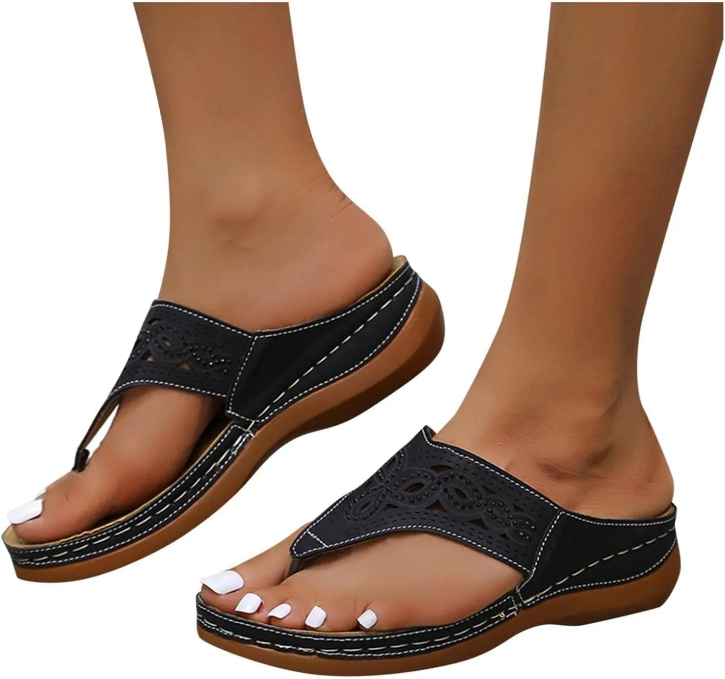 Gibobby Sandals for Women Flat,Womens Glitter Bling Fancy Slide Flat Low Wedge Sparkle Sandals Shoes Travel Flip Flops