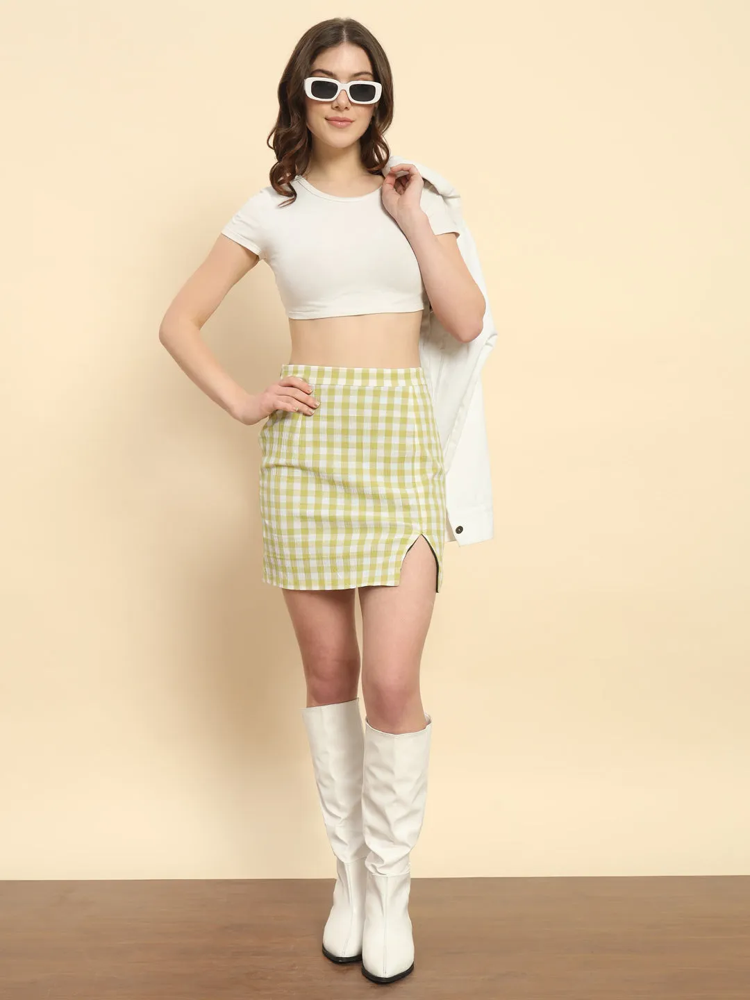 Green Checked Skirt