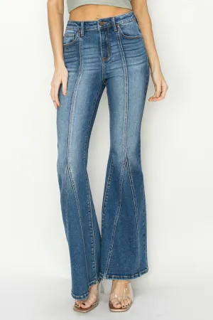 Hazel Blues® |  RISEN High Rise Front Seam Detailed Flare Jeans