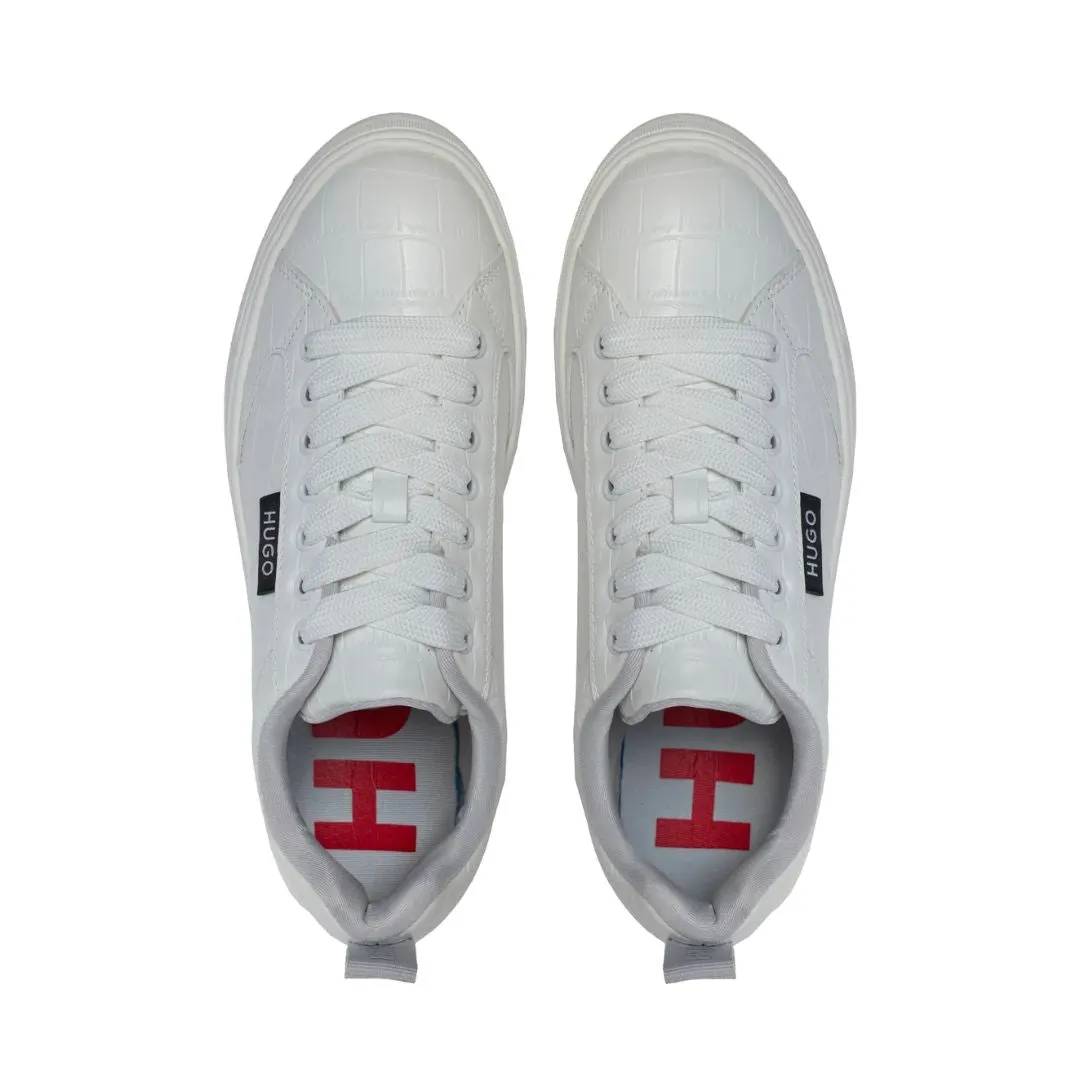 HUGO BOSS Lyssa Platform Logo Flag Signature Details Trainers 50513340-WHT
