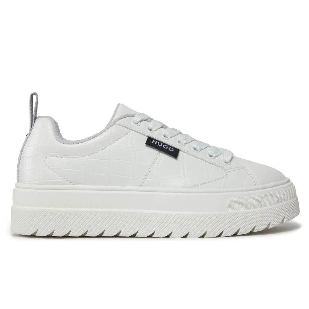 HUGO BOSS Lyssa Platform Logo Flag Signature Details Trainers 50513340-WHT