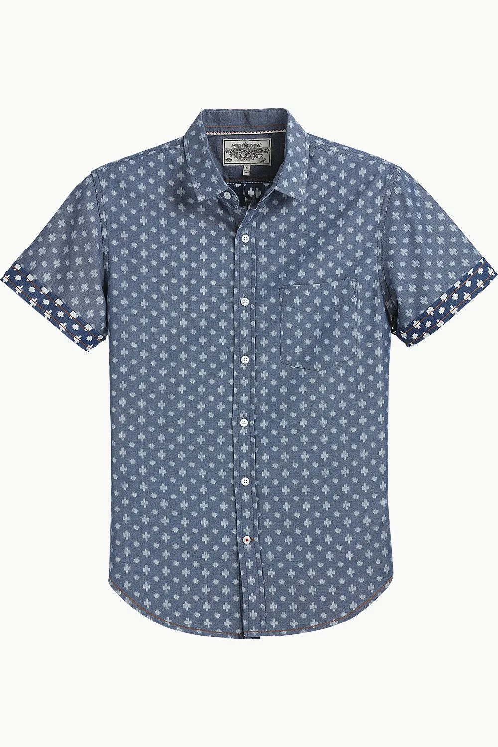 Indigo Denim Ikat Short Sleeve Shirt