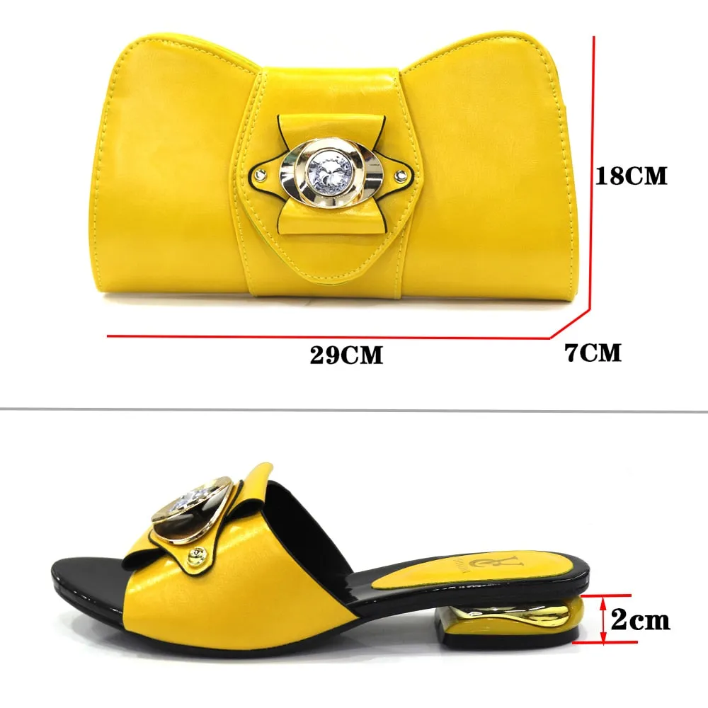 Italian Shoes with Matching Bag Sets Decorated with Rhinestone